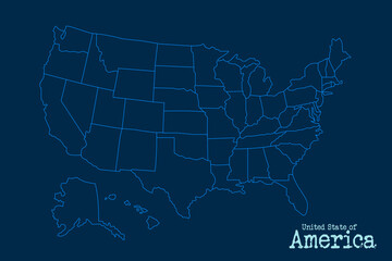 Blank USA Map with State Borders, Ideal for Quizzes, Worksheets, and Teaching Materials