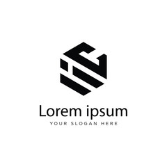 Initial IC Logo Polygon Shape Letter logo Design white background