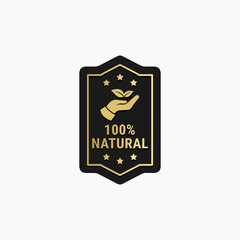 100% Natural products label vector isolated. Organic ingredients green label stamp. 100% natural ingredients, organic bio pharmacy and natural skincare cosmetic product.