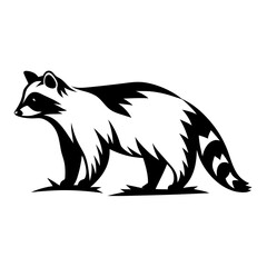 Stylized Black and White Raccoon Illustration Wildlife Animal Design Graphic