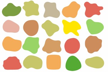 seamless pattern, Abstract set autumn colours  frame decoration speech bubble title decoration frame parts sticker circle shape curve simple pop on white background 