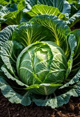 Obraz premium Close-up of whole cabbage on a field