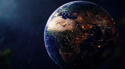 Fototapeta premium Earth globe with global network connections in space