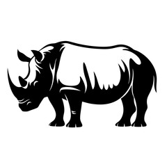 Obraz premium A majestic black and white illustration of a rhinoceros showcasing its powerful presence