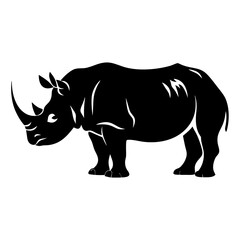 Powerful Black Rhinoceros Silhouette Illustration Strong African Wildlife Animal