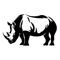 Obraz premium A Majestic Black and White Stylized Rhino Illustration Wildlife Animal Graphic Design