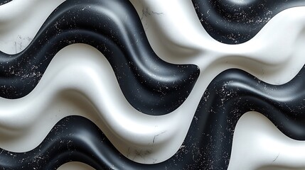 Obraz premium Abstract Wavy Pattern Design with Smooth Black and White Marble Texture
