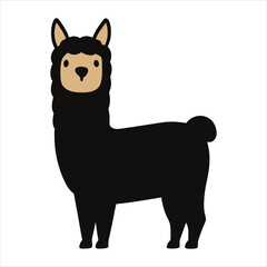 Cute Black Alpaca Illustration
