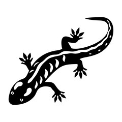 Stylized Black and White Salamander Illustration Artistic Reptile Design Amphibian Creature Graphic