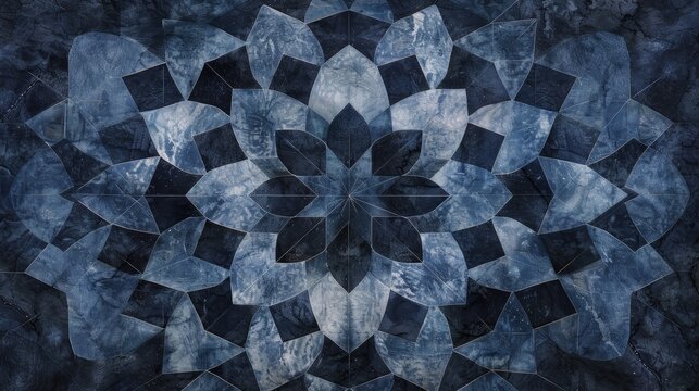 a dark minimalist islamic symmetrical pattern watercolor sketch