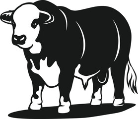 Hereford silhouette logo design concept of cattle farming vector illustration