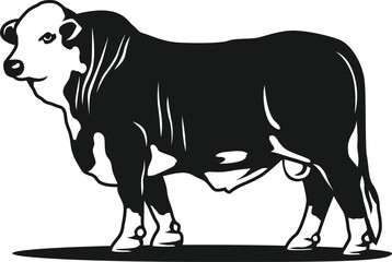 Hereford silhouette logo design concept of cattle farming vector illustration