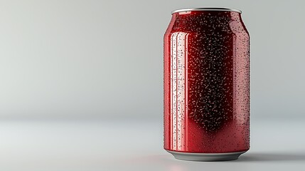 Refreshing Red Soda Can with Water Droplets on Clean Background