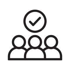 Three people with a checkmark symbolizing approval or task completion Editable Vector Illustration isolated on a white background