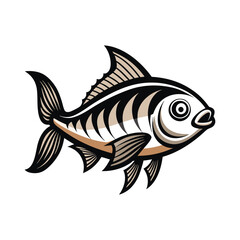 Fototapeta premium Isolated blue fish vector illustration, aquatic cartoon