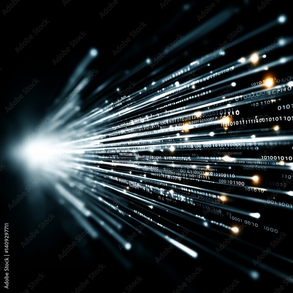 Leinwandbilder data stream: conceptual visualization of information transfer and digital communication networks