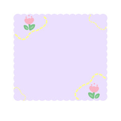 Illustration of light purple sticky note with flowers