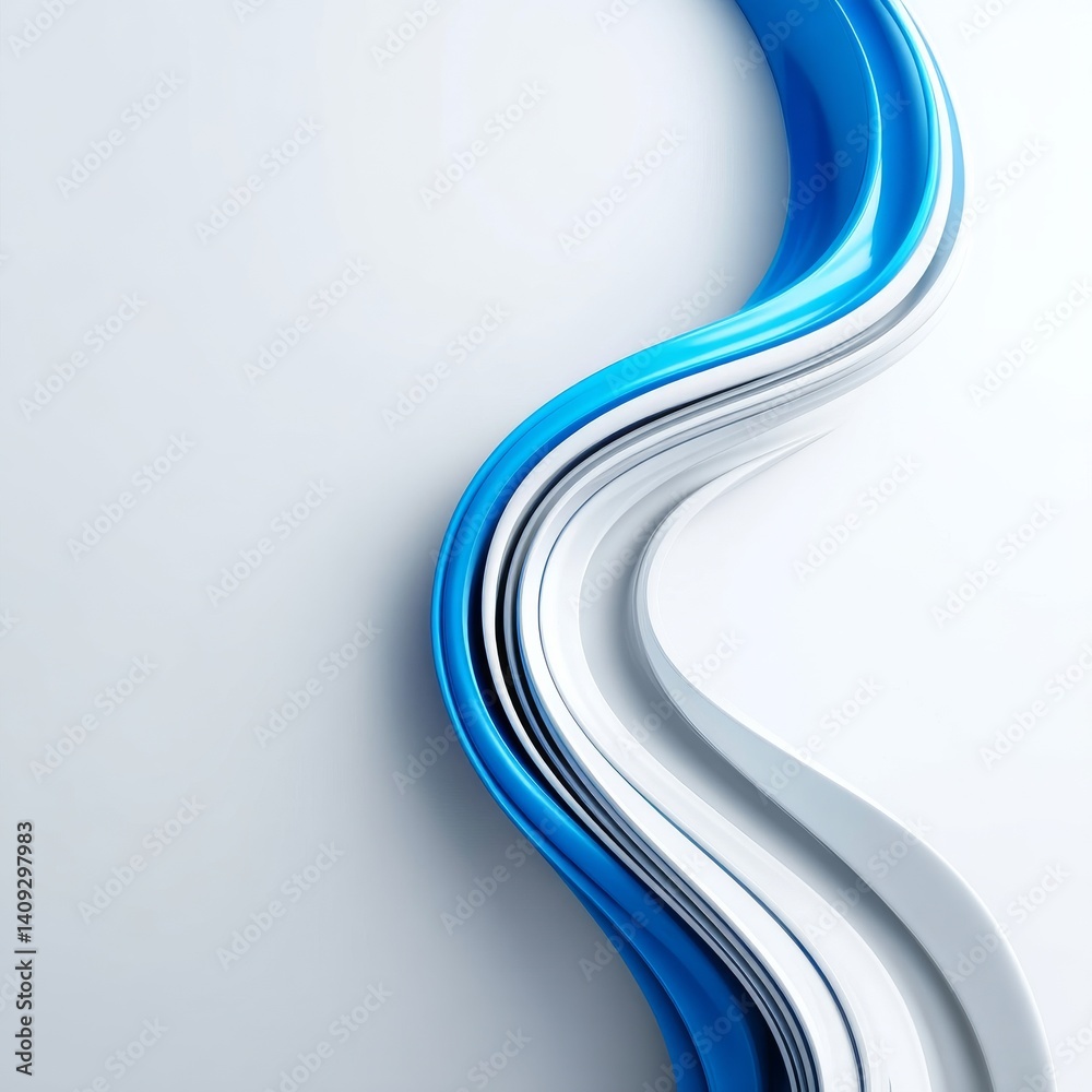 Poster Elegant Blue and White Wavy Lines: An Abstract Design with a Modern and Clean Aesthetic for Backgrounds