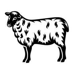 Stylized Black and White Sheep Illustration Farm Animal Graphic Design