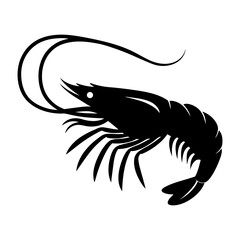 Elegant Black Silhouette of a Shrimp Seafood Illustration Graphic Design