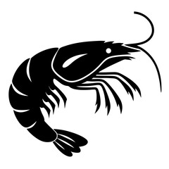Stylized Black and White Shrimp Illustration Seafood Design Element