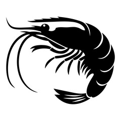 A Striking Black and White Illustration of a Shrimp a Detailed Vector Graphic of a Crustacean