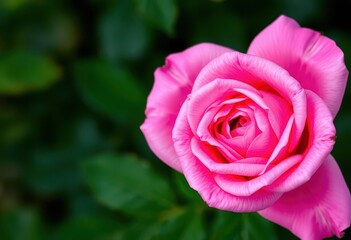 Pink rose viewed from above, showcasing layered petals, photography, illustration