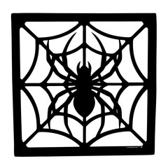 Black Spider Silhouette on a Square Web Halloween Decoration