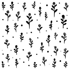 Minimalist Floral Pattern on White Background