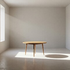 Solitary Round Table in Empty Room