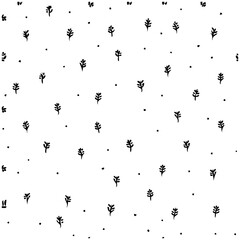 Dainty Black and White Leafy Dot Pattern Design