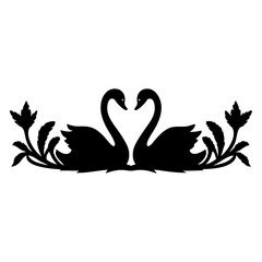 Elegant Black Swan Couple with Floral Design Romantic Wedding Invitation