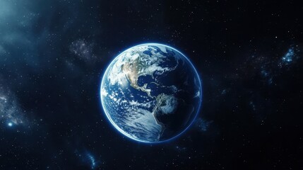 Obraz premium Blue Lines Background. Earth in Space connecting New York City with Global Cities Worldwide