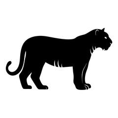 Majestic Black Silhouette of a Tiger in Profile View Wild Cat Powerful Predator