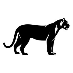 Majestic Black Panther Side Profile Elegant Wild Cat Silhouette Powerful Feline Predator Big Cat Image Graphic Design