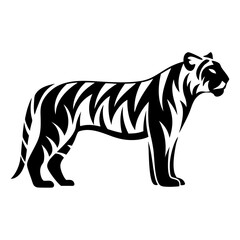 Stylized Black and White Tiger Illustration Tribal Design Fierce Predator Wildlife Art