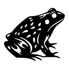 A striking black and white illustration of a frog a detailed depiction of an amphibian