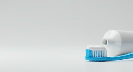 Toothbrush and Paste on White Background for Dental Hygiene