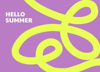 Obraz premium Abstract organic line background. Playful abstract pattern cover template. Yellow and purple colour. For social media stories, branding, flyer, packaging. Vector illustration background