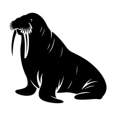 Majestic Walrus Silhouette Arctic Ocean Mammal Wildlife Animal Graphic Design Illustration