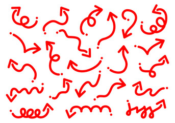 手描き風の赤色の矢印セット