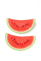 two slices of juicy red watermelon