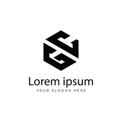 Initial GC Logo Polygon Shape Letter logo Design white background