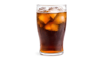 Iced Cola in a Glass Against White Background