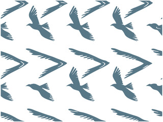 Flying Bird Silhouette Pattern with Minimal Boomerang Shapes. bird, flying, silhouette, pattern, boomerang, seamless, wing, animal, nature, minimal