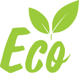 Minimalistic green Eco label with leaves