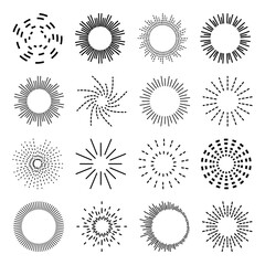 Set circular equalizer. Audio waves for music sounds. Abstract radial radio and voice volume symbol.