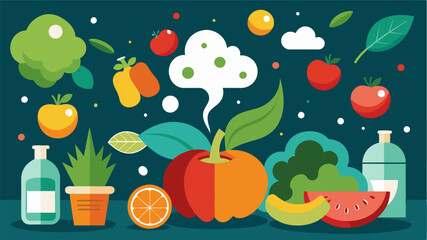 The bustling energy and aroma of fresh fruits and vegetables have been rep by a haunting stillness and the scent of decay.. Vector illustration