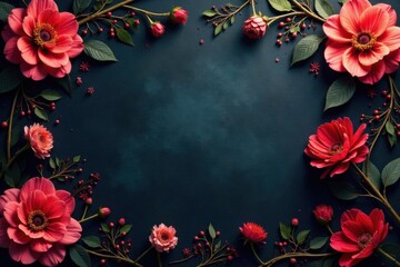 Fototapeta premium Dark charcoal floral wallpaper with intricate patterns and textures , patterns, black, floral