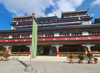 The colorful giant Drukpa Kagyud Monastery also known as Dali Monastery in Darjeeling. It was built...